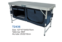 Table pliante d'extérieur avec logo personnalisé, station de cuisson portable pour le camping, table de pique-nique avec rangement