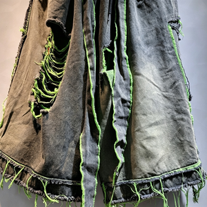 Proveedor Destacado: Shorts de Mezclilla Rasgados para Hombre, Estilo Urbano, Desgastados, TKAN830, Holgados, Hip Hop, Vintage, Azul Claro, Verano - Product Image 3