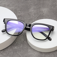 Lunettes de vue carrées rétro noires en acétate, anti-lumière bleue, prêtes à la pose de verres correcteurs, unisexe