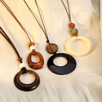 Collier ras de cou minimaliste RINHOO en résine creuse, cercle long, perles géométriques en résine, pendentif pour femmes, collier superposé, bijoux de fête, cadeau