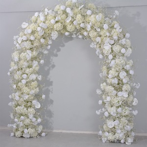 Décoration de toile de fond de mariage, arche de fleurs en soie, arche de fleurs artificielles rouges et champagne, décoration de fête - Product Image 5