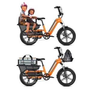 Bici <span class=keywords><strong>Cargo</strong></span> <span class=keywords><strong>Elettrica</strong></span> Ibrida con Telaio in Alluminio EU, Sensore di Coppia, Coda Lunga per 2 Bambini, E-<span class=keywords><strong>bike</strong></span> da Pendolarismo Urbano 48V Litio - Product Image 1
