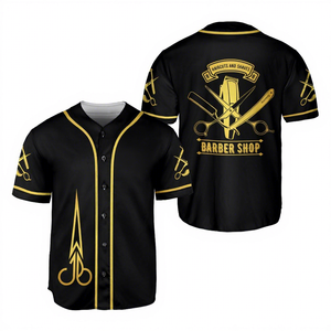 Camisa de Barbero Negra para Hombre, Manga Corta, con Botones, Uniforme para Corte de Pelo y Afeitado, Blusa de Trabajo de Algodón con Protección contra Pinchazos - Product Image 1