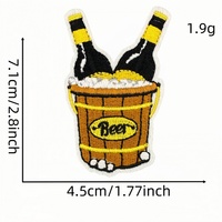 Parche bordado personalizado de cerveza artesanal al por mayor, insignia para taza, aplique termoadhesivo para botella de alcohol Oktoberfest, para chaquetas de bar, ropa y manualidades DIY