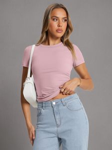 Camisetas de talla grande informales para mujer, Camisetas Básicas de manga corta ajustadas, Camiseta corta suave con cuello redondo, ropa bonita de moda para gimnasio de verano - Product Image 2