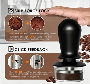 Prensador de Café Espresso Manual, Herramienta de Acero Inoxidable y Aluminio con Resorte, Presión Ajustable, Prensador para Baristas - Product Image 4