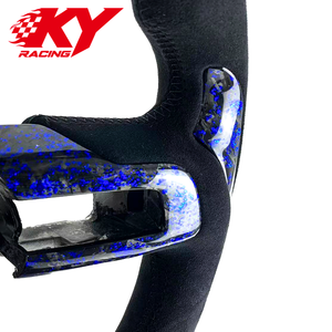 Volant sport racing personnalisé en cuir et fibre de carbone forgée bleue pour Ford Mustang S550 GT350 500 Shelby 2015-2023 - Product Image 3