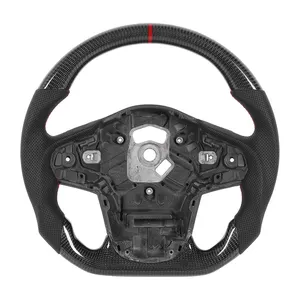 Steering Wheel Real Carbon Fiber Nappa Prefoed Leather Car Racing Steering Wheel Compatible For Toyota GR Supra 2019-2022