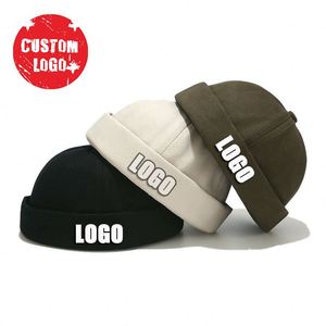 Casquette de marin sans visière personnalisée avec revers roulé, style rétro, OEM, avec boucle réglable, casquettes Docker personnalisées - Product Image 1