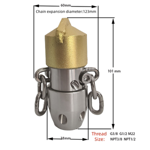 G1/<span class=keywords><strong>2</strong></span> G3/8 40L 高圧洗浄機 下水道ジェッター ダイヤモンドチェーン回転ノズル 排水ジェットノズル 耐久性のある合金ヘッド - Product Image 2