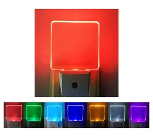 RGB color changing led wall plug night light with dusk to dawn auto sensor