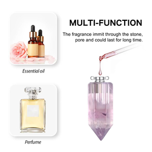 Pendentif de bouteille de parfum en pierre de cristal naturel pierres de guérison bijoux diffuseur d'huile essentielle collier pendentif de bouteille de cristal gemme - Product Image 6