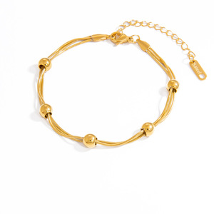 Pulsera de Cadena Trenzada, Chapada en Oro de 18K, Acero Inoxidable, Joyería de Moda para Mujer, Estilo INS, Pulseras que Conservan el Color - Product Image 5