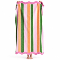 Serviette en coton personnalisée à bords festonnés, serviette de bain douce en tissu éponge, serviette de plage avec logo brodé pour hôtel, vente au détail et en gros