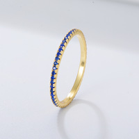 Bague en argent sterling S925 avec zircon coloré, plaquée or 14 carats, anneaux géométriques empilables entièrement sertis de zircon cubique pour femmes