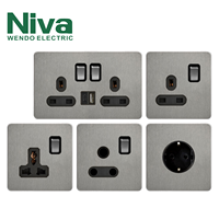 Prises murales doubles de luxe personnalisées en acier inoxydable Niva série NV2 avec port USB Type-C 13A, installation facile, 50 000 cycles, pour la maison