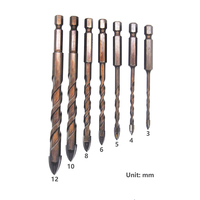 Forets à pointe en carbure de tungstène avec queue hexagonale à changement rapide pour percer des trous de 3, 4, 5, 6, 8, 10, 12 mm dans le verre, la céramique et la porcelaine