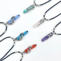 Mode Hexagonal Colonne Balle Pendentifs Bijoux Collier Cristal Quartz Guérison Point Chakra Pierre Longues Charmes Chaînes Colliers