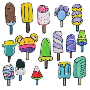 new arrival lovely ice cream design iron on embroidery patches ornaments for clothes shoes bag