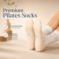 Chaussettes de yoga mi-mollet pour femmes avec semelle antidérapante en silicone, en coton doux, respirantes et à séchage rapide, chaussettes de Pilates avec logo personnalisé