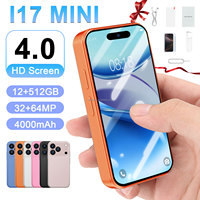 Téléphone portable I17Mini léger et compact, débloqué, 4 pouces, 12 Go + 512 Go, Android 15, Smartphone avec navigation GPS, batterie de secours 4000 mAh