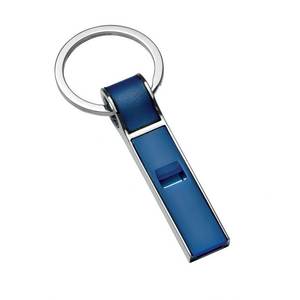 Porte-clés sifflet bleu en alliage métallique avec sangle en cuir, souvenir, cadeau - Product Image 1