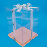 Nouvelle boîte d'expédition carrée haute et transparente en plastique pour gâteaux lourds à 3/4 étages, idéale pour la pâtisserie