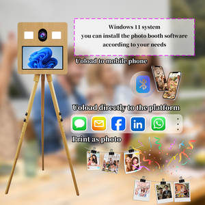 Machine photomaton à écran tactile personnalisé de 15,6 pouces, imitation bois, trépied, appareil photo reflex numérique, coque de photomaton pour événements - Product Image 2