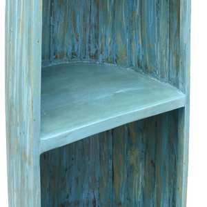 Boat-Shaped Wooden Display Shelf <b>Unit</b> | Distressed Blue Open Storage Rack | Nautical Style <b>Corner</b> Shelf for Living Room & Home - Product Image 6