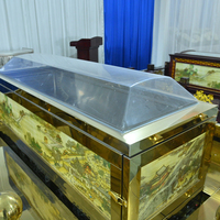 Carroza Funeraria de Titanio Dorado con Enfriamiento Directo, Plataforma de Exhibición, Área Floral Central, Puertas Dobles Correderas y Cuerpo de Cobre