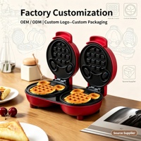 Machine à mini-gaufres bulles double plaque personnalisée avec plaques antiadhésives, électrique, pour usage domestique, hôtelier et pâtissier
