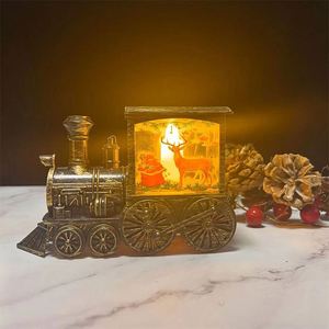 Nuevos Adornos Decorativos Navideños, Tren de Plástico con Luces LED a Pilas de Santa Claus, Regalos de Luces Nocturnas - Product Image 1