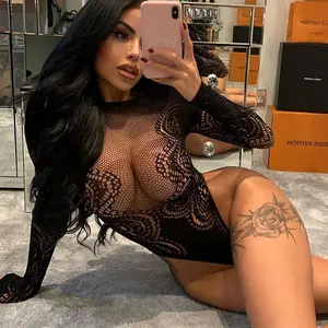 Dropshipping lenceria erotica cơ thể thả ren đồ lót sexy luxuryttransparent đồ lót Phụ nữ dài tay áo lưới bodysuit