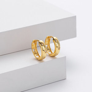 925 Sterling <b>Silver</b> Woman Fashion Earring Star Cutout Zircon <b>Huggie</b> <b>Hoop</b> Earrings Minimalist Delicate Jewelry For Women Gift - Product Image 6