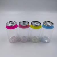 Venta al por mayor de latas de PET de 90 ml y 3.5 g para refrescos y botellas de plástico coloridas con forma de tapa para caramelos de goma con pegatinas y tapa de rosca para azúcar