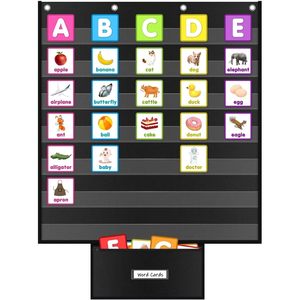 Tableau de poche 28x28 pouces, 7 poches avec sac de rangement pour mur de mots en classe, utilisation par les enseignants et les élèves - Product Image 1