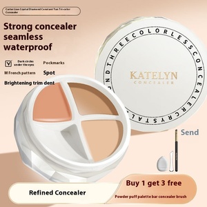 Venta al por mayor de crema correctora de <span class=keywords><strong>maquillaje</strong></span> de tres colores con logotipo personalizado con brocha impermeable y a prueba de sudor anti-ojeras Etiqueta Privada - Product Image 5