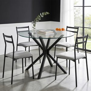 SENYU Wholesale Modern <b>Dining</b> <b>Room</b> Furniture <b>Sets</b> <b>6</b> Seater Glass Top <b>Dining</b> Table Polyester Sherpa <b>Chairs</b> for Living <b>Room</b> Home U - Product Image 4