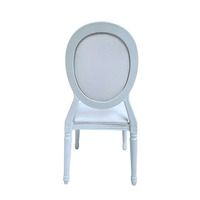 Chaise de Banquet en résine Pop Louis, château blanc, dos transparent blanc, chaises de salle à manger Diva avec cadre blanc, coussins en cuir blanc