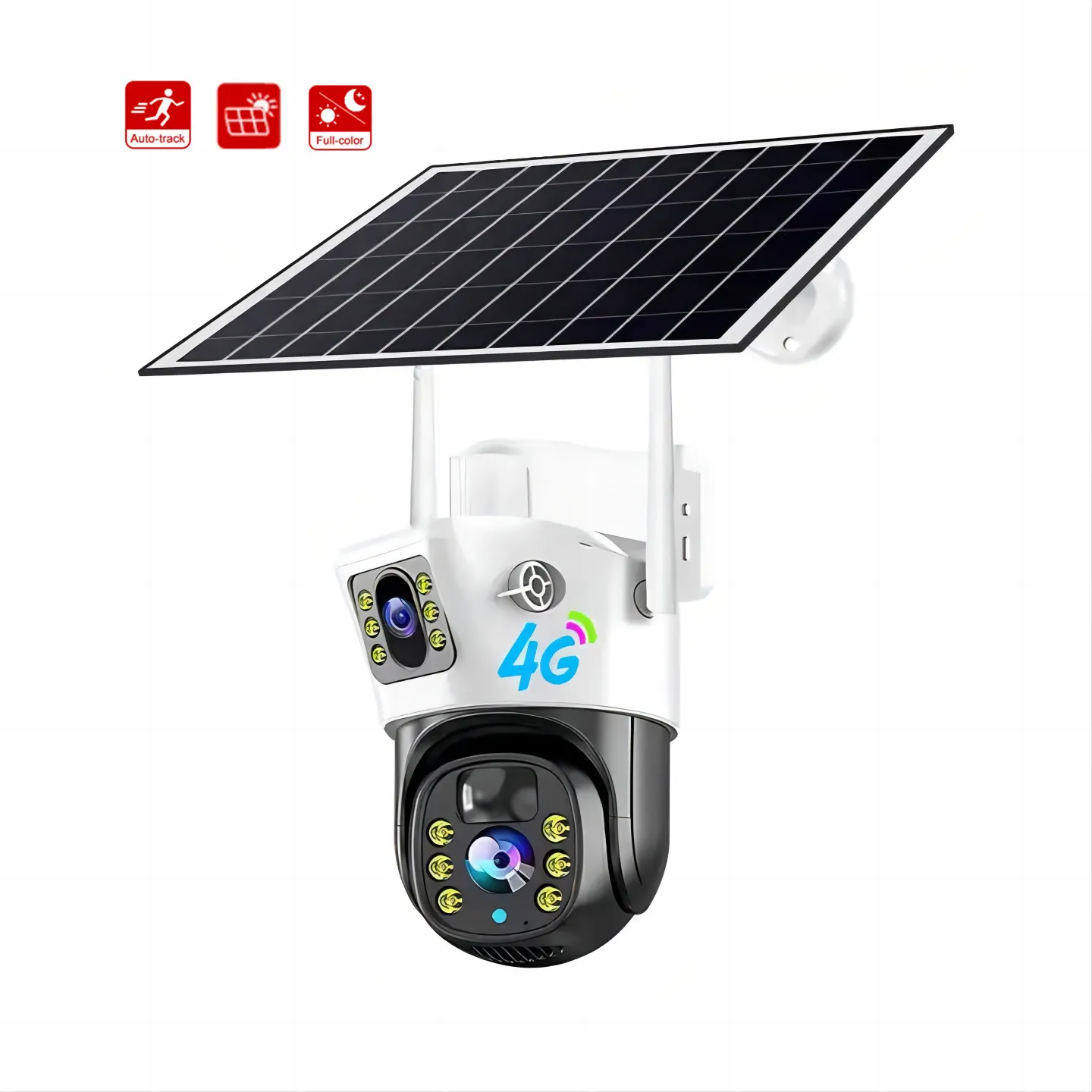 Vigilancia con energía solar V380 2K 4mp Wifi 4G Cámara de seguridad para exteriores Doble lente Hd Inalámbrico Ptz Video Vigilancia Cámara IP
