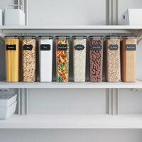 Récipients hermétiques pour le stockage des aliments avec couvercles 4 boîtes de stockage en plastique pour l'organisation de la cuisine et du garde-manger Boîtes pour aliments secs
