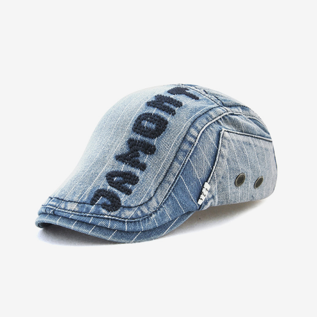 Кепка-берет для молодых мужчин, джинсовая кепка газетчика с вышитыми буквами для взрослых, шапки для мужчин