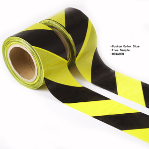 Ruban de signalisation jaune et noir personnalisé en gros, non adhésif, pour avertissement de scène de <span class=keywords><strong>crime</strong></span>, marqueur de sécurité OEM pour barrière de délimitation - Product Image 1