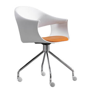 Fauteuil de salle à manger pivotant moderne avec base en métal et roulettes pour salle de réunion ou bureau - Product Image 2