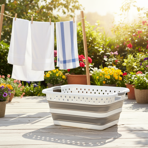 Space Saving Pop up <strong>Small</strong> Folding Storage Container Plastic Collapsible Laundry <strong>Basket</strong> Foldable Laundry <strong>Basket</strong> with <strong>Handle</strong> - Product Image 1