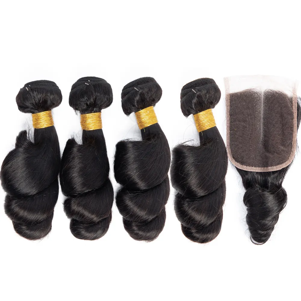 Vendor Loose Wave Bundles With Closure Human Hair 3 Bundles With Lace Closure Brazilian Hair Weave Bundles Remy Hair Extension