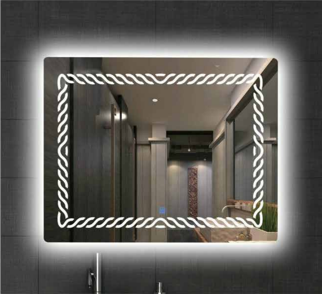 Factory Modern Rectangular HD Induction Smart Mirror Touch Screen LED Light Wall-Mounted Salon Bathroom Toilet Anti-fog