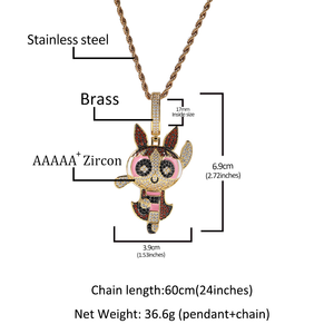 Encantador Collar de Burbuja de Las Chicas Superpoderosas Joyería de Dibujos Animados para Niños Colgante de Hip Hop Estilo Helado con Diamantes de Zirconia Cúbica AAAAA - Product Image 3