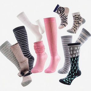 여성용 레인보우 슬라우치 양말 사용자 정의 로고 바디 커프 가을 승무원 길이 사용자 정의 제조 업체 통기성 니트 데일리 스포츠 양말 - Product Image 2