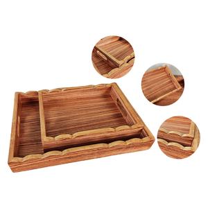 Grand plateau de service en bois <span class=keywords><strong>d</strong></span>'acacia naturel avec poignée personnalisable pour la <span class=keywords><strong>d</strong></span>écoration de la maison et la table basse du petit-<span class=keywords><strong>d</strong></span>éjeuner - Product Image 1